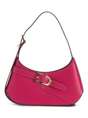 CHEVAL Made In Italy Leather Asymmetrical Buckle Shoulder Bag